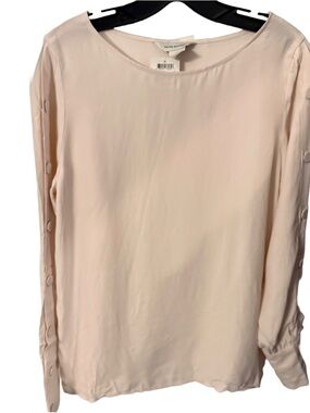 Club Monaco Women’s Blouse Long Sleeve With Button Accents Blush Sz S/P NWT